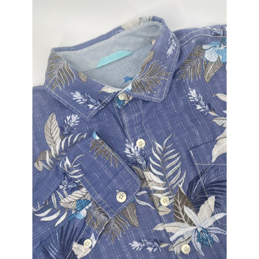 Tommy Bahama RELAX Button Up Shirt Men’s M Linen/Cotton Blue Floral Vacation